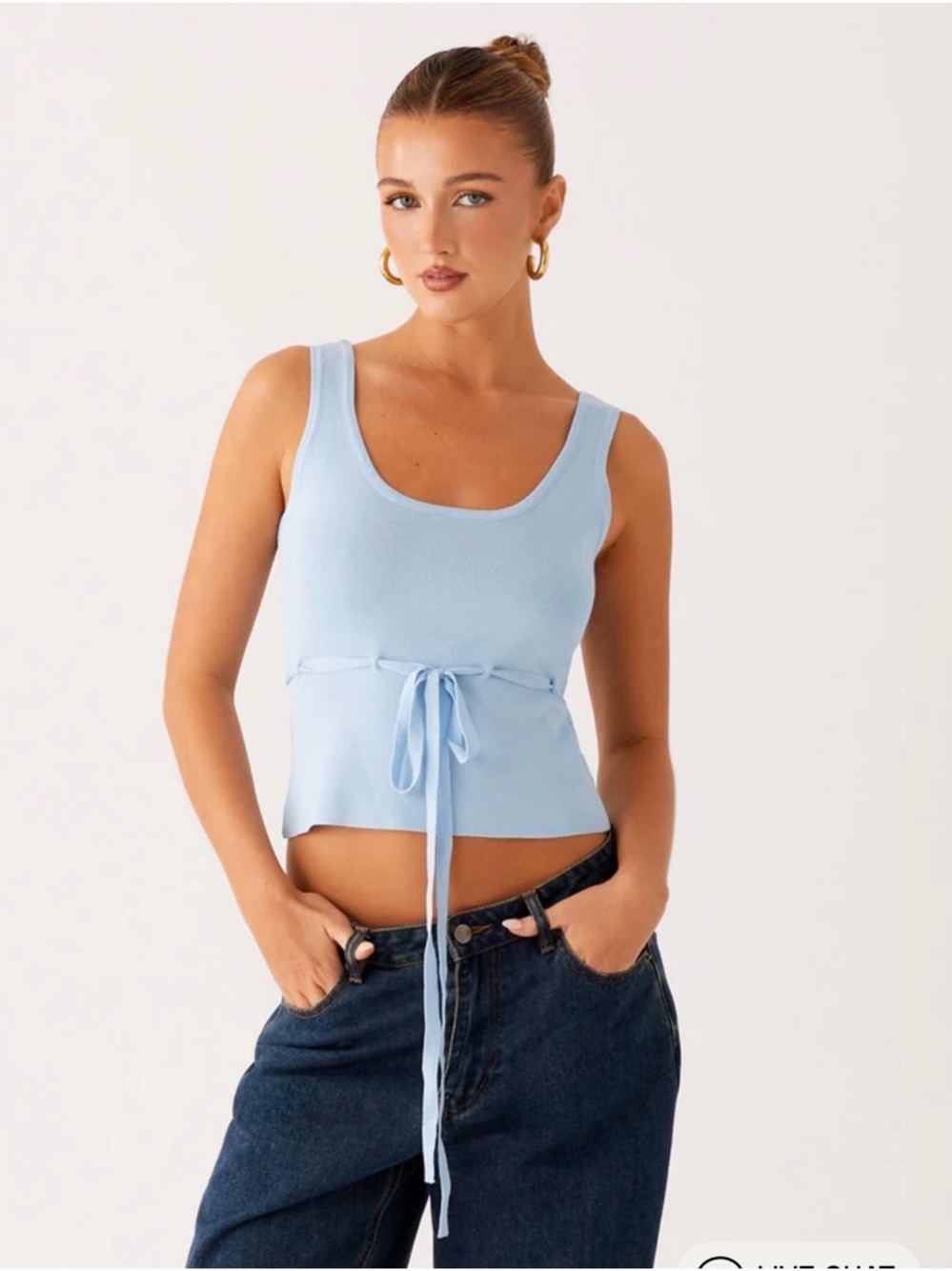Peppermayo Macall Knit Tie-Waist Tank Top - Blue